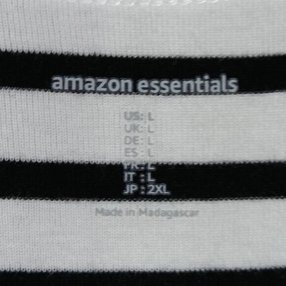 Amazon Essentials Tank Top Size Large Black and White Stripes White Trims - Picture 4 of 6